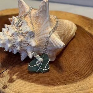💕🌈💕🥰LynneAnn’s Trinkets Genuine Hand Drilled Wire Wrapped  Sea Glass Pendant